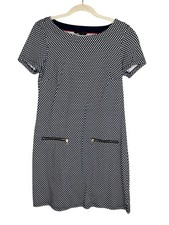 Tommy Hilfiger Polka Dot Dress Blue S Retro Preppy Classic Chic Mod Resort 80s