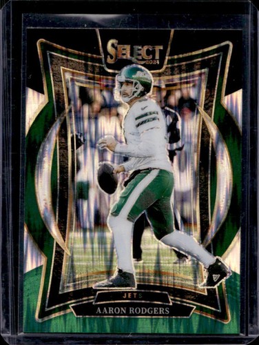 2024 Panini Select Aaron Rodgers Concourse Black and Green Prizm Shock #40 Jets