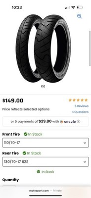 IRC RX-01 Road Winner Tire Combo Black Still new little worn on the rear tire