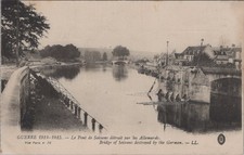 Soissons Bridge Destroyed Germans 1914 1915 WWI France War Damage Postcard