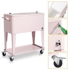 80 Quart Rolling Ice Chest on Wheels,with Shelf, Bottle Opener for Party Camping