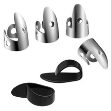Shappy 6 Pcs Banjo Finger Picks, Steel Silver, Black, Black