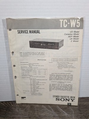 Sony TC-W5 Cassette Service Manual Vintage Original Paperwork Repair Guide
