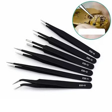 Share 6Pcs ESD Anti-static Tweezers Set Maintenance Repair Stainless Steel Tools