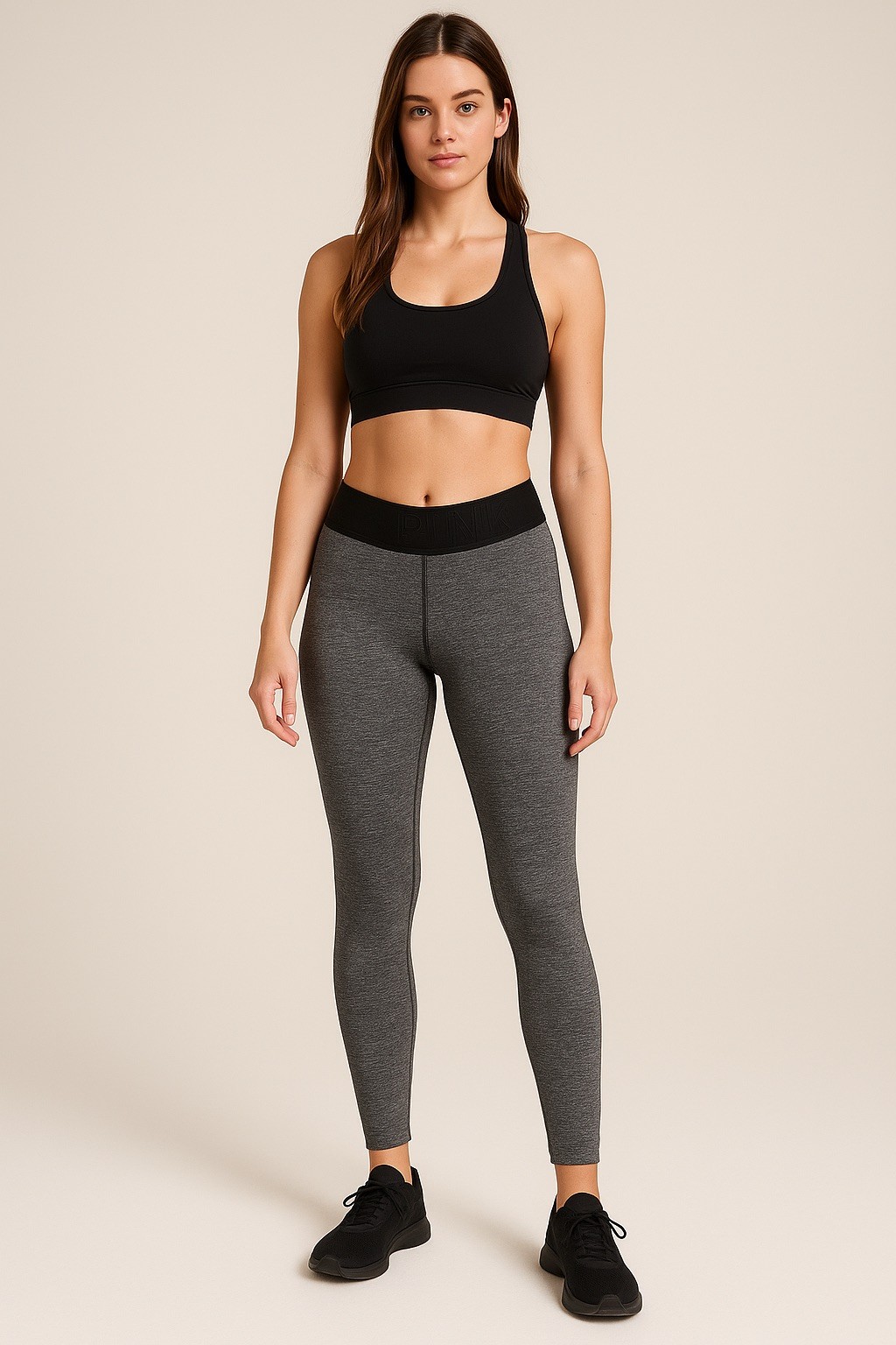Victoria’s Secret PINK Ultimate Leggings Gray Black Waistband XS Stretch