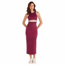 NWT MinkPink Stacy Contrast Midi Dress in Plum and White Size Small