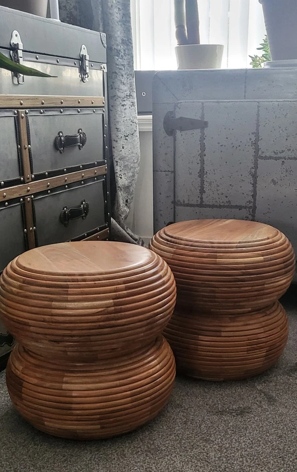 pair of Kyra Totem Mangowood Side Tables - Image 4 of 4