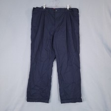 CHAPS Men's Pleated Dress Chino Pants Navy Blue W42 L30 Cotton