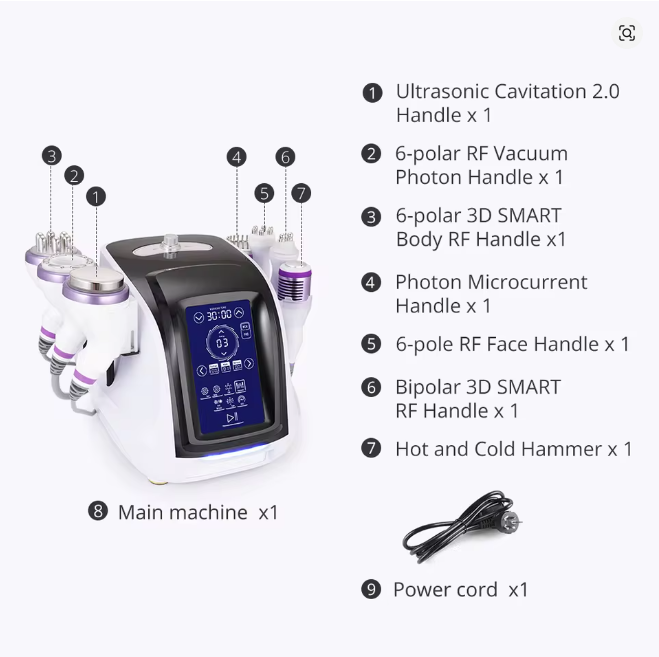 RF×Ultrasonic facial equipment 8 in 1 RF Premium Ultrasonic Facial Body Beauty Machine Spa Salon