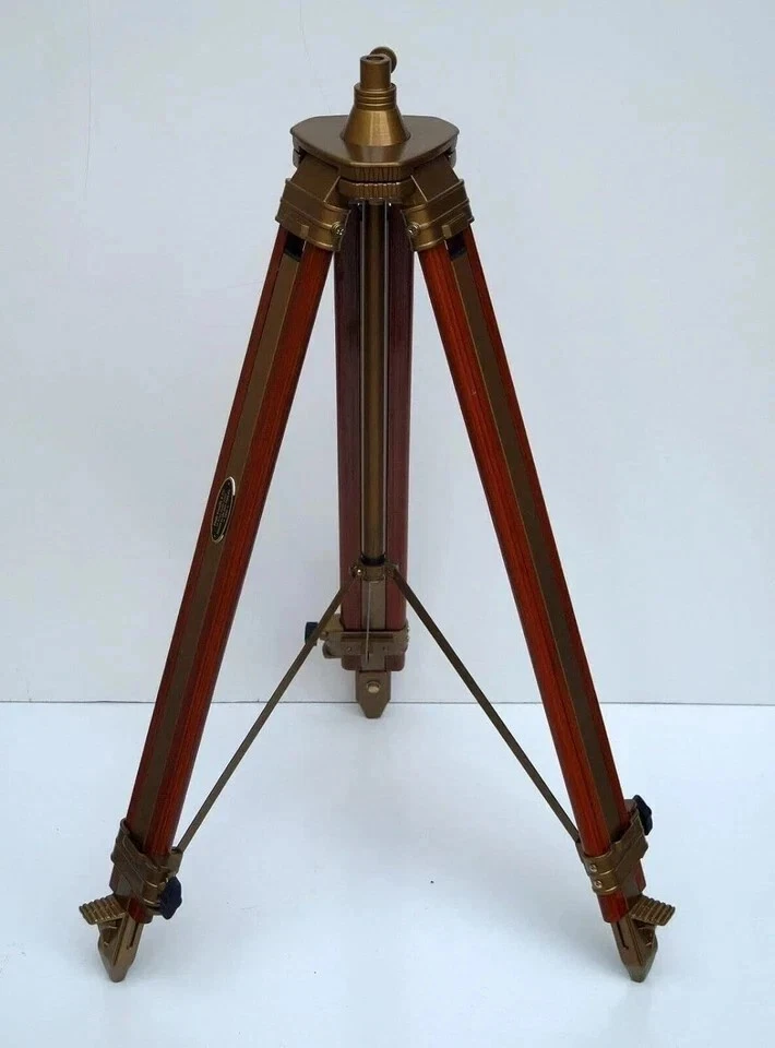 Antique Home Décor Floor Tripod Stand Wooden for Shade Lamp Spot Light Tripod Foto 2 de 4