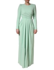 Dolce & Gabbana Green Viscose Long Sleeves Long Gown Women's Dress