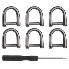 InnoHHustle 6 Pcs D-Rings With Closing Shackle, 0.4 Inch Tiny Medium, Black