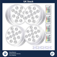 Vibrant RGB Submersible LED Lights with Remote Control Waterproof 4 Pack