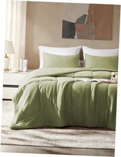Size Comforter Set, Breathable Jersey Knit Soft Duvet Insert Set 3 King Green