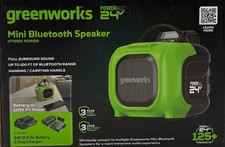 Greenworks 24V Bluetooth Compact Speaker, AC/DC, 2Ah Battery  Charger Included