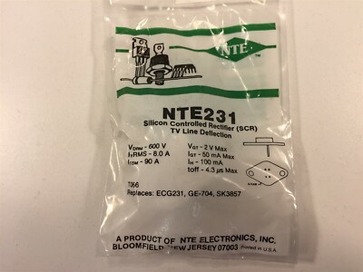 (15) NTE231 Silicon Controlled Rectifier (SCR) TV Deflection Circuit - Lot of 15