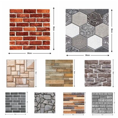 3D Waterproof Panel Wall Sticker Wallpaper 10/20Pcs PVC Self-adhesive Tile Brick