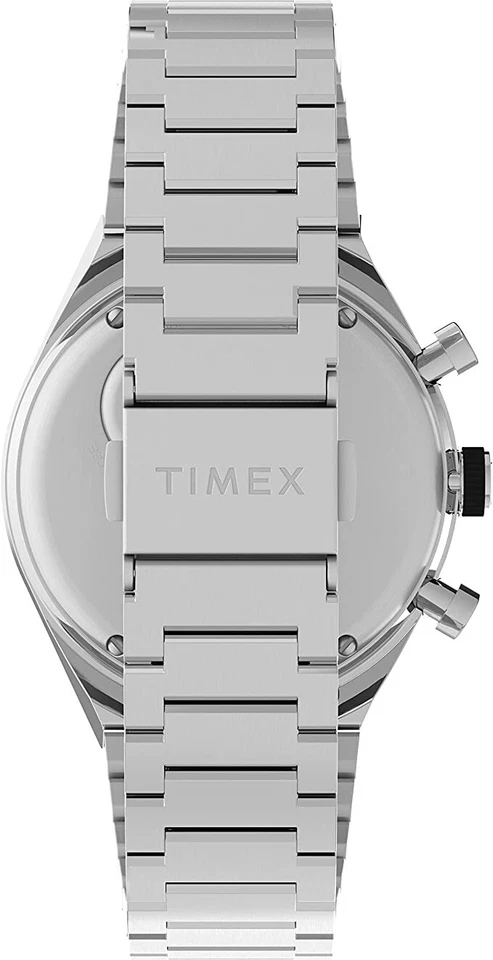 Orologio Uomo TIMEX Q GMT TW2V69900 Chrono Bracciale Acciaio Bianco - Immagine 2 di 4