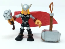 Thor 3" Figure + Mjolnir Hammer Marvel Avengers Super Hero Squad Hasbro