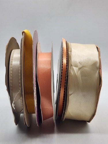 Vintage Lot Of 5 Spools Satin/Velvet Ribbon Decor Crafts Variety - Picture 2 of 10