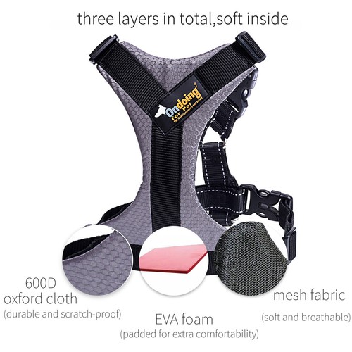 Adjustable Dog Harness Lead Set No-Pull Vest Strong Oxford Cloth Outdoor Leash - Picture 12 of 29
