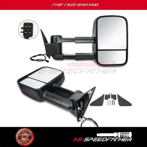 Power Manual Telescopic Pair Mirrors For 1988-98 Chevy Tahoe Suburban GMC Yukon
