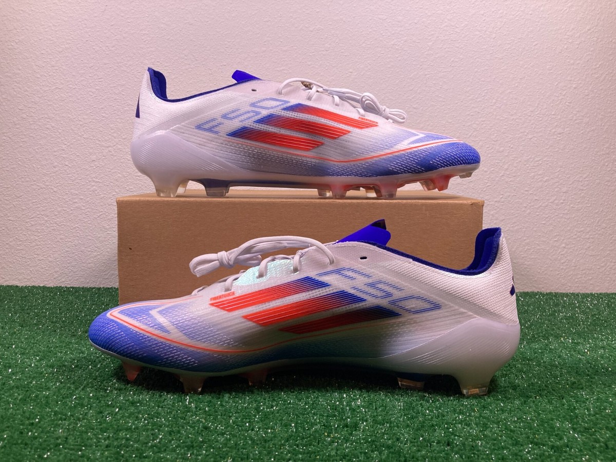 Sz 13 Men - Adidas F50 Elite FG White Blue Red Soccer Clears