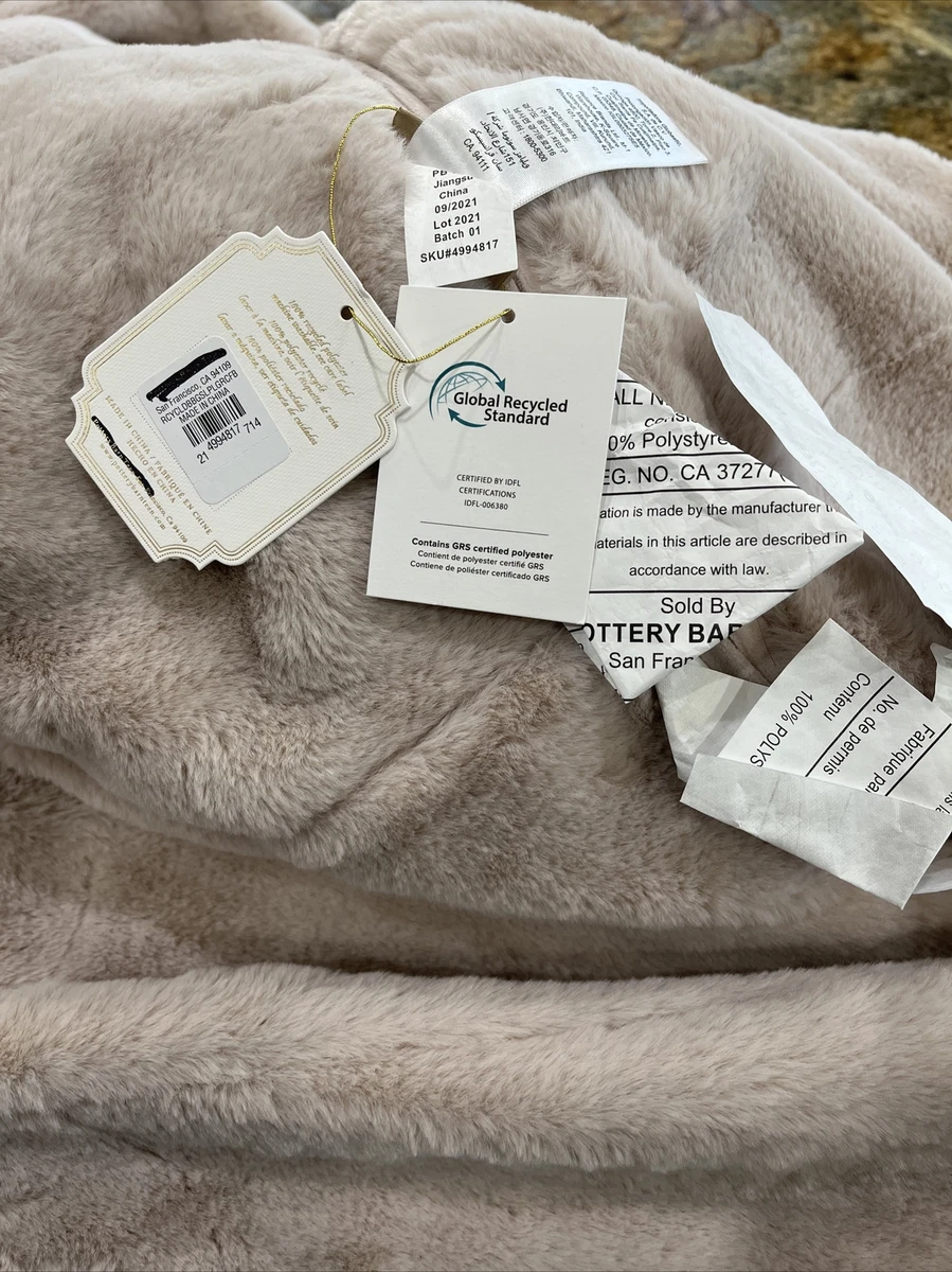 Pottery Barn Teen Recycled faux fur bean bag cover Large Blush