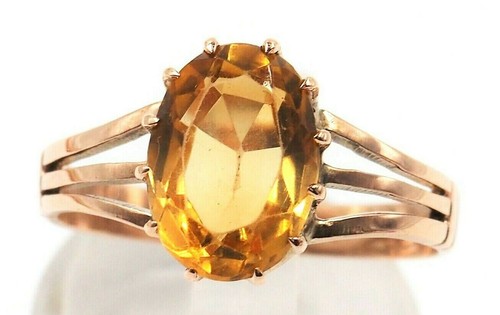 Citrine & 9ct Yellow Gold Women's Dress Ring Gemstone Wedding Jewellery Size P - Picture 9 of 12