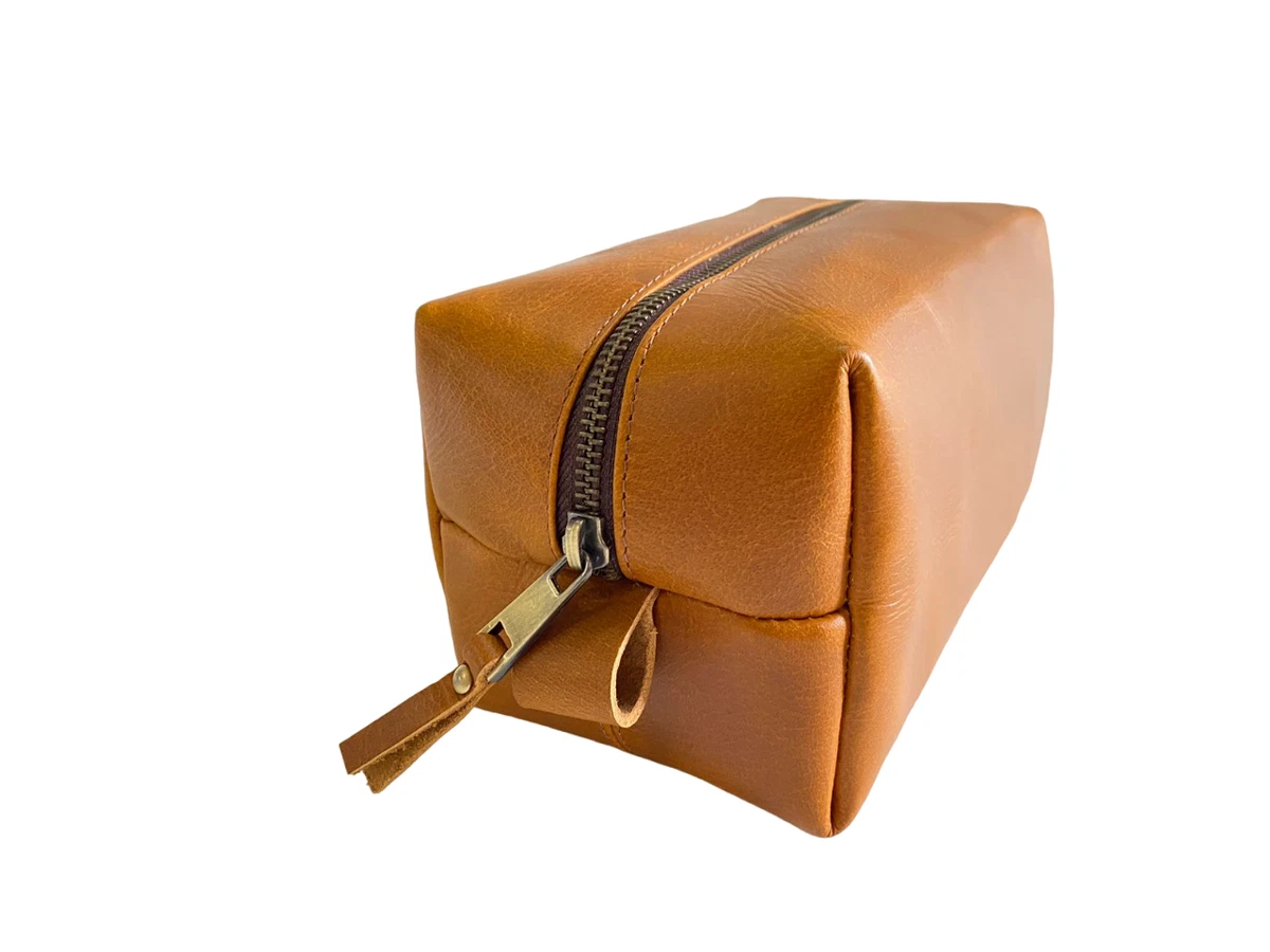 Leather toiletry pouch sales