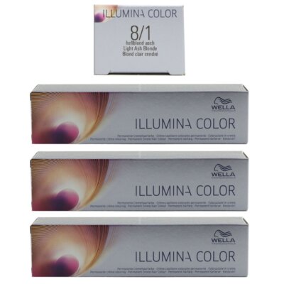 Wella Illumina 3 x 60 ml 8/1 hellblond asch Set