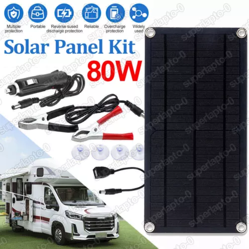 80W Solarpanel Kit Solarmodul USB-Ladegerät Solarzelle Solar Auto Ladegerät 12V