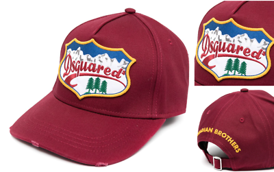 Casquette Baseball Dsquared2 Effet Délavé Bordeaux - Réglable - Neuf Avec étiquettes 2021