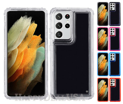  For Samsung Galaxy S21 Ultra - Clear Heavy Duty ShockProof Hybrid Cover Case