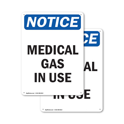 #ad 2 Pack Medical Gas In Use OSHA Notice Sign Decal Metal Plastic $78.99