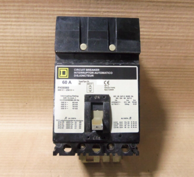 Interruttore Square D FHB36060 60 Amp 600V 3 Poli – Ricondizionato E Funzionante