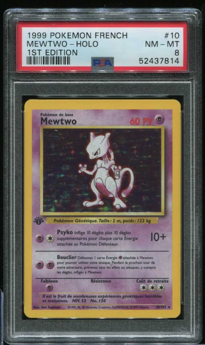 Mewtwo #10 Holo PSA 8 French 1st Edition 1999 Pokemon Base Set