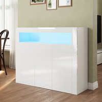 Kommode Sideboard Mit Led Beistellschrank Anrichte Schrank Weiß Hochglanz 116Cm