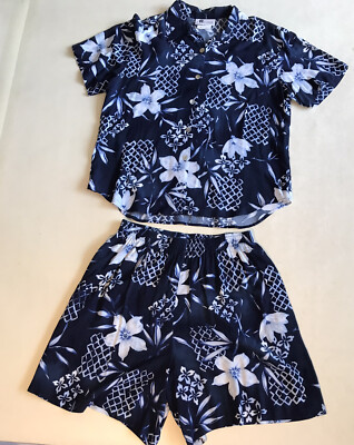 AB Studios Byer California Womens Hawaiian Shirt and Shorts Sz L pre-owned