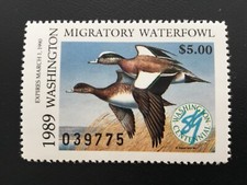 ICOLLECTZONE  US 1989 Washington WA4 Duck Stamp VF NH