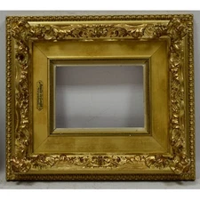 Ca. 1880-1900 Old wooden frame  with metal leaf  Internal: 8.2x5.5 in