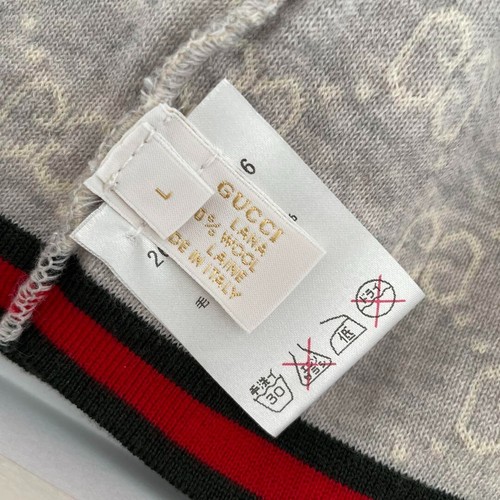 [Mint] GUCCI Baby Knit Hat L Size Color Gray White Wool 100% With Box Used JAPAN - Picture 3 of 6