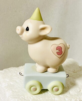 Precious Moments Bless Your Special Day Year 3 Pig Birthday Train Porcelain