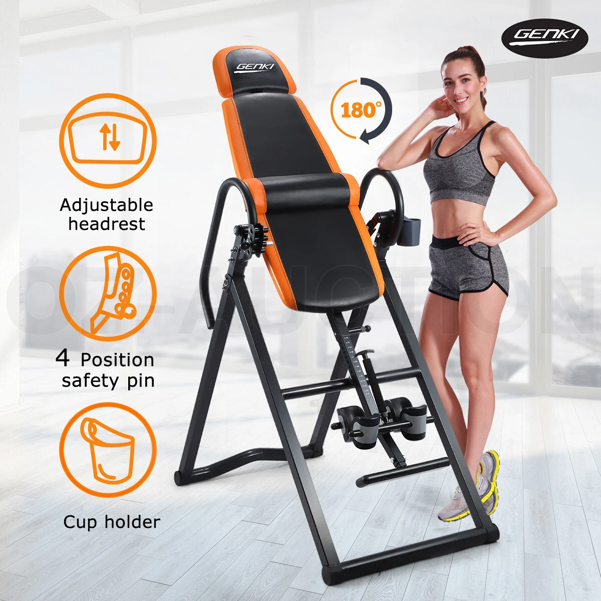 Genki Adjustable Inversion Table Gravity Folding Fitness Upside