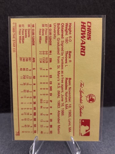 1989 Star Minor League - #78 Chris Howard - Picture 2 of 2
