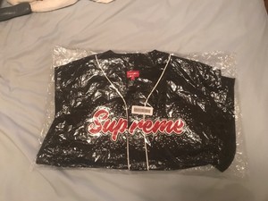 supreme rhinestone baseball jersey black