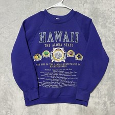 90s The Aloha State Of Hawaii Sweatshirt Vintage Crewneck Size M Unisex Purple