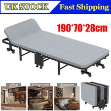 Folding Bed Mattress Portable Guest Bed Adjustable Backrest Metal Frame Wheels