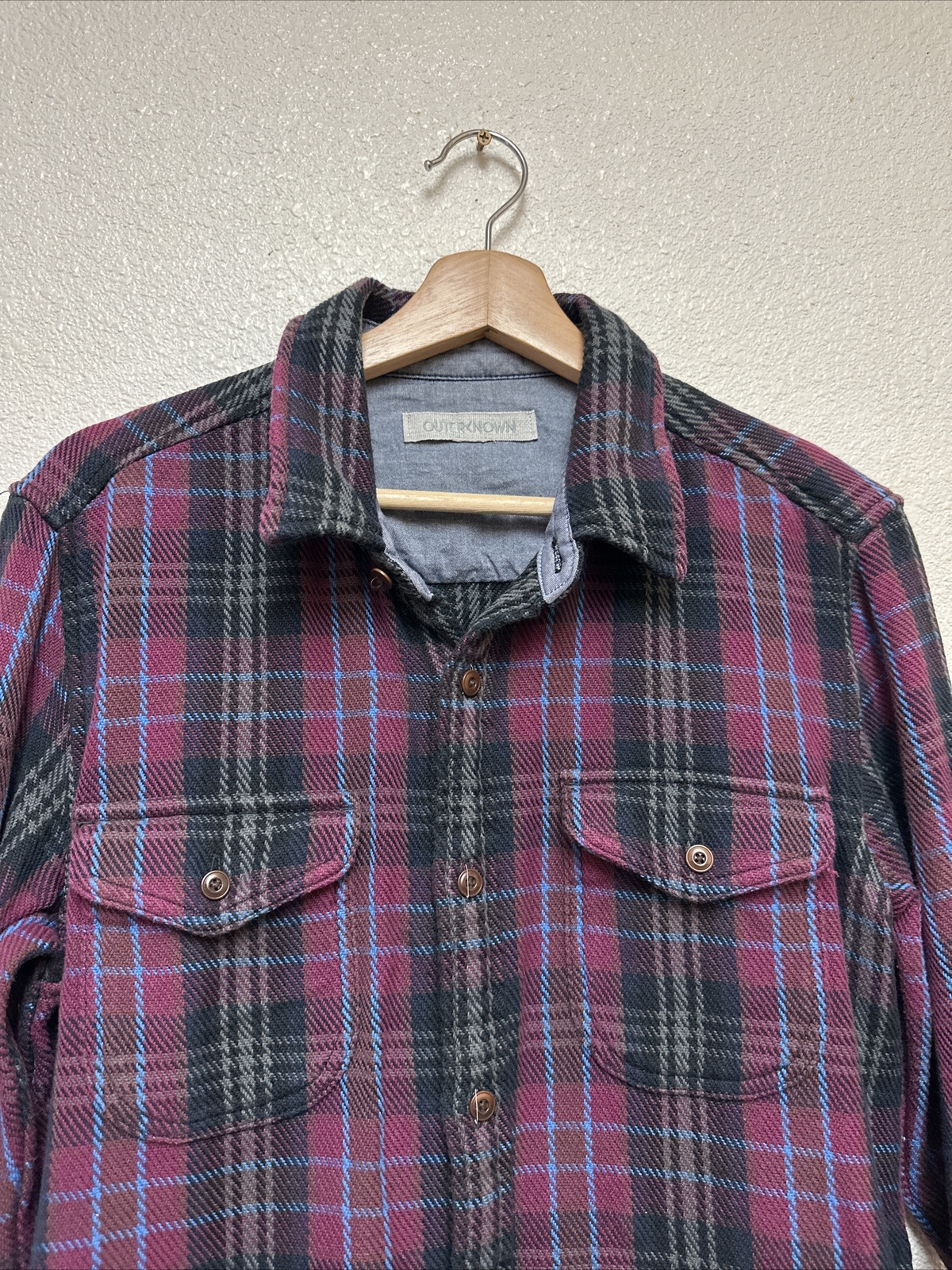 Outerknown Blanket Shirt Jacket Feliz Magenta Plaid Sz S eBay