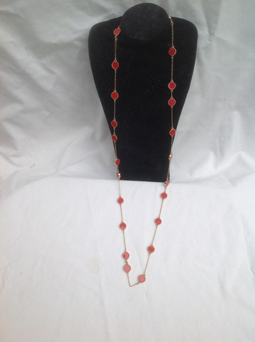 Collar largo para mujer KATE SPADE NUEVA YORK AUTÉNTICO enchapado en oro de 14 quilates y rojo - Imagen 5 de 5